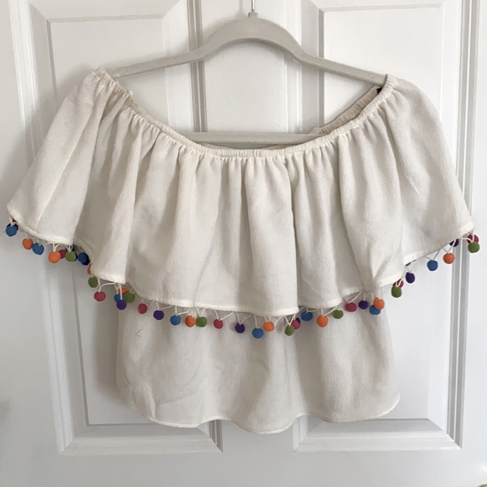 Off The Shoulder Pom Pom Top